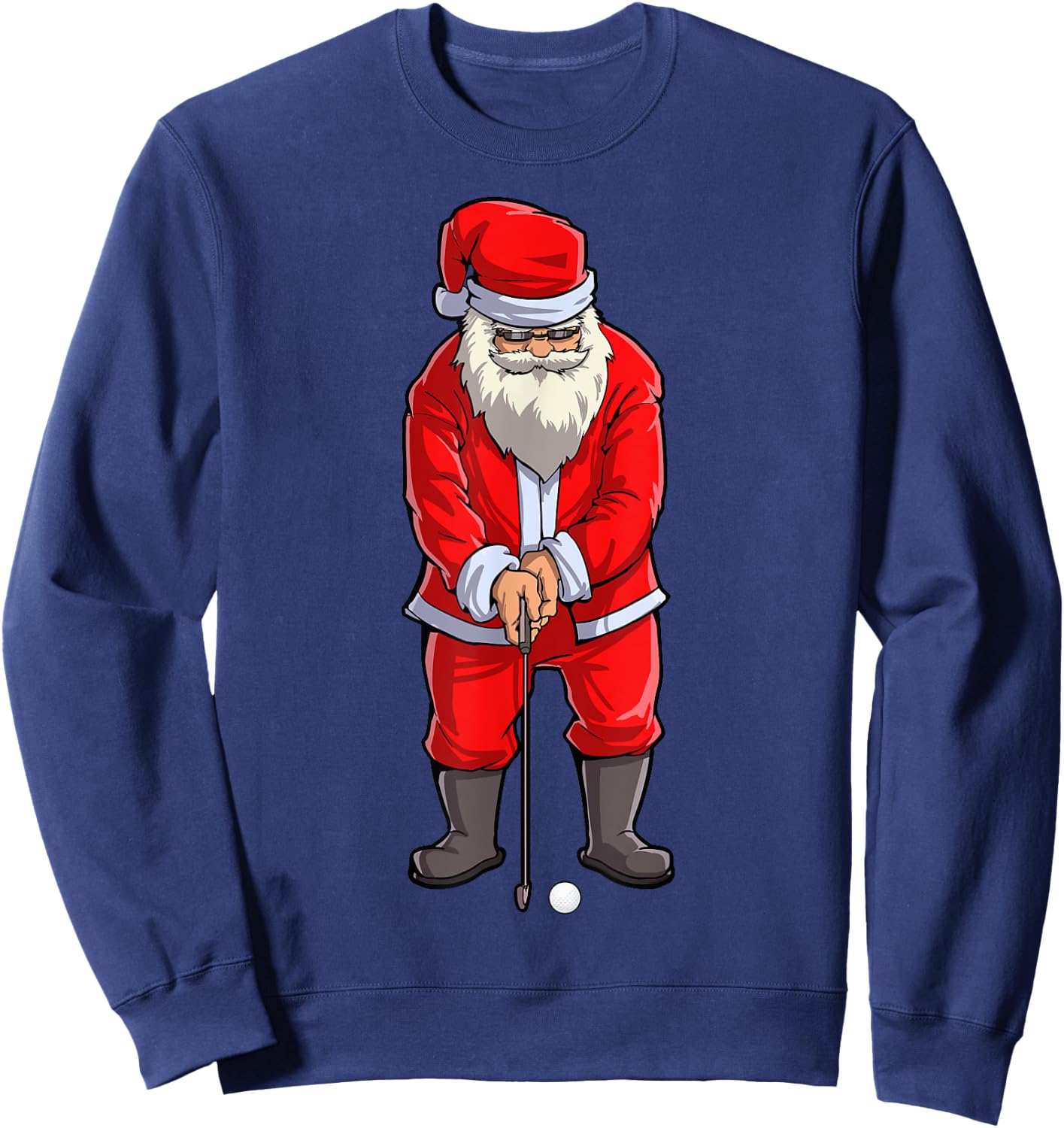 Santa Golf Club And Ball Sport Christmas Boys Golfer Golfing Sweatshirt - Sweatshirt | Navy