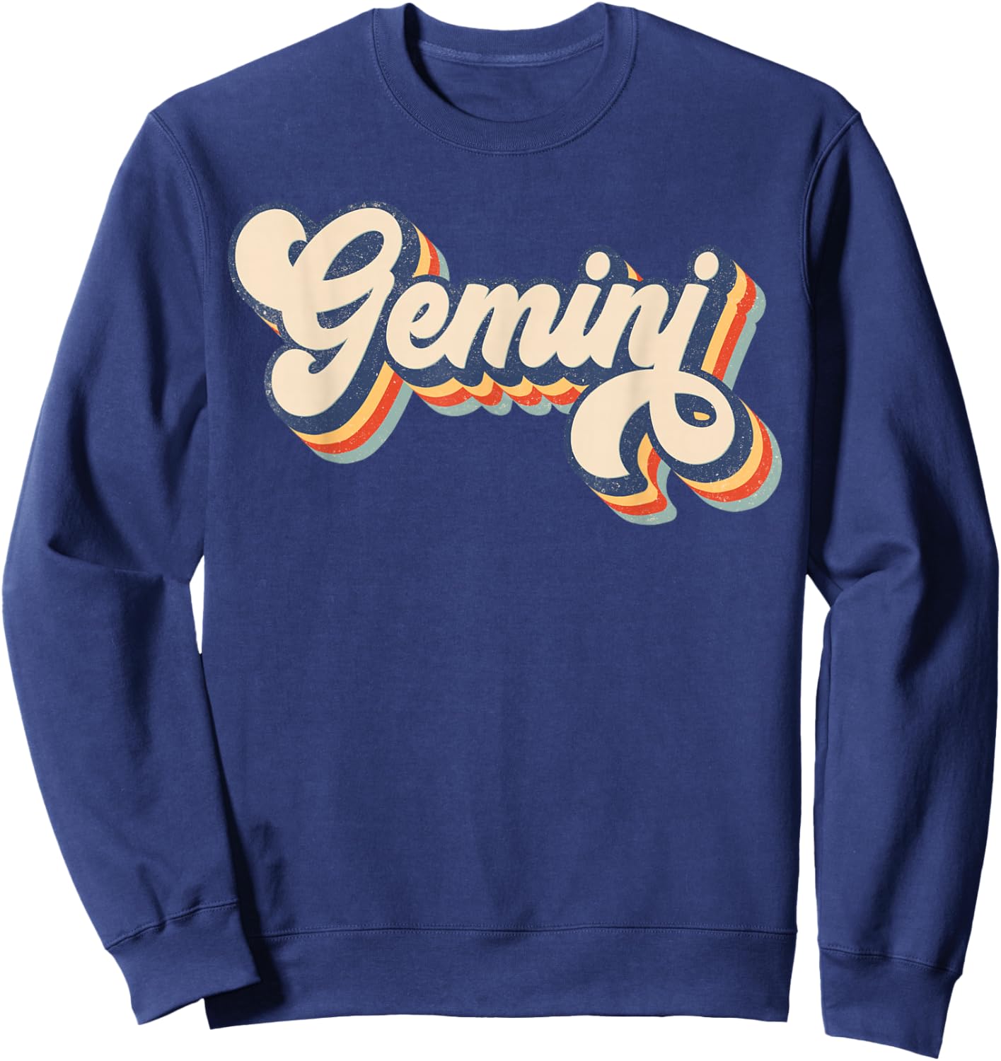 Gemini Retro Zodiac Sign May June Birthday Sweatshirt - Sweatshirt | Navy