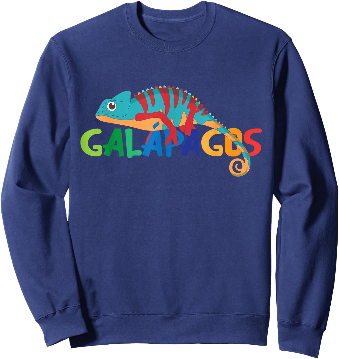 Galapagos Islands Summer Colorful Chameleon Exotic Animal Sweatshirt - Sweatshirt | Navy
