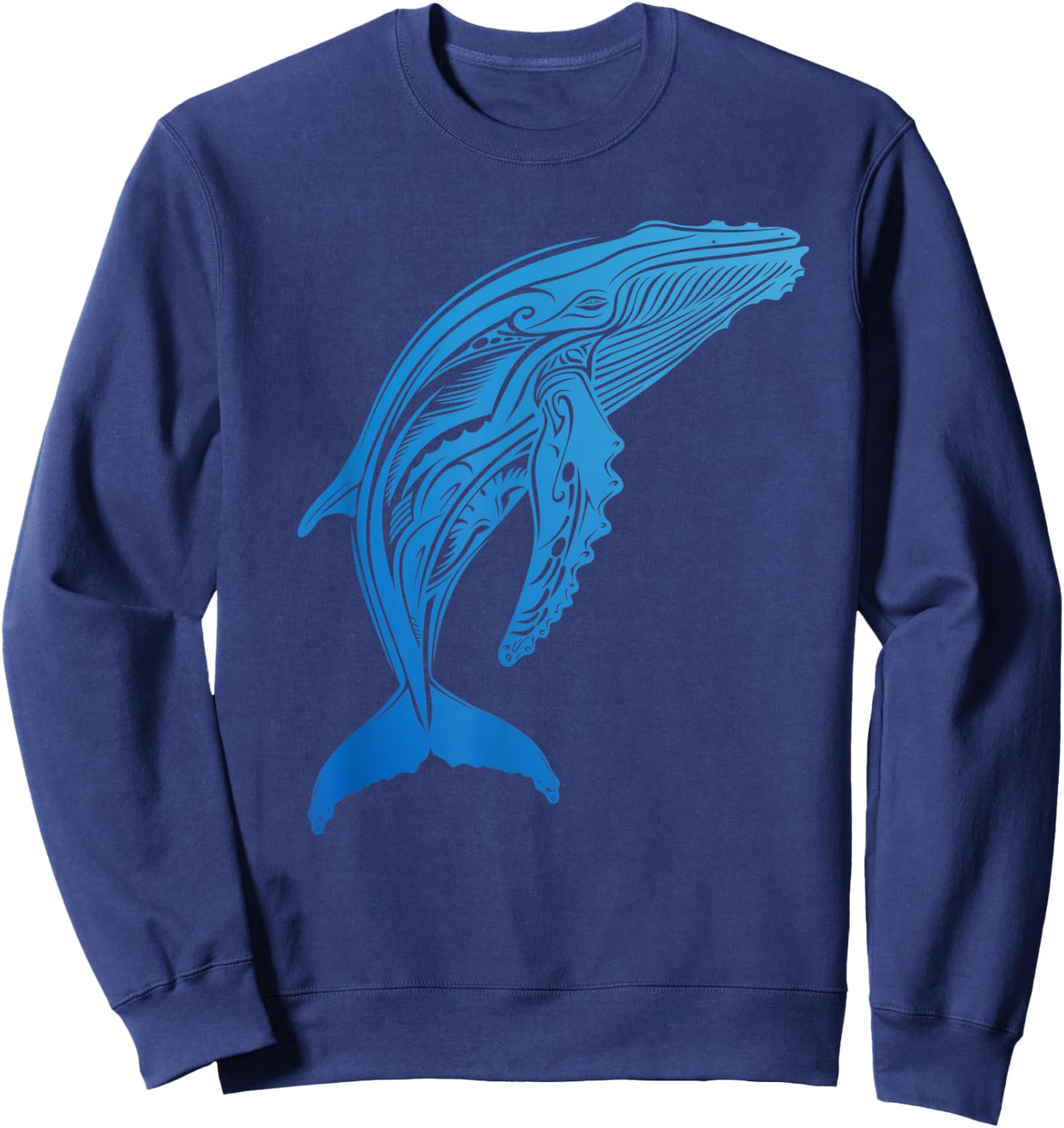 Humpback Whale Native Hawaiian - Hawaiian Tribal Sweatshirt - Sweatshirt | Navy