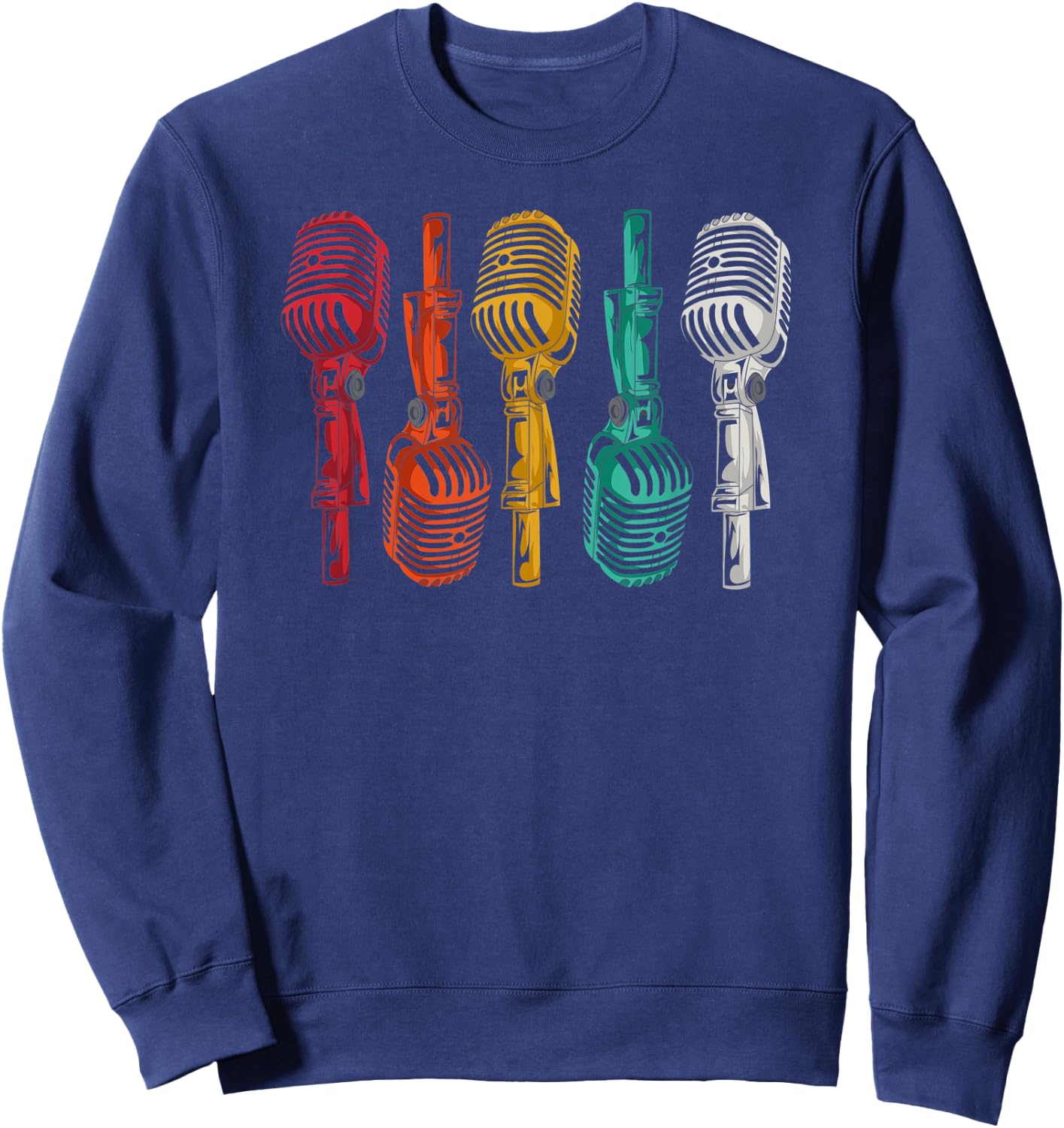 Karaoke Singer Retro Microphone - Funny Vintage Karaoke Gift Sweatshirt - Sweatshirt | Navy