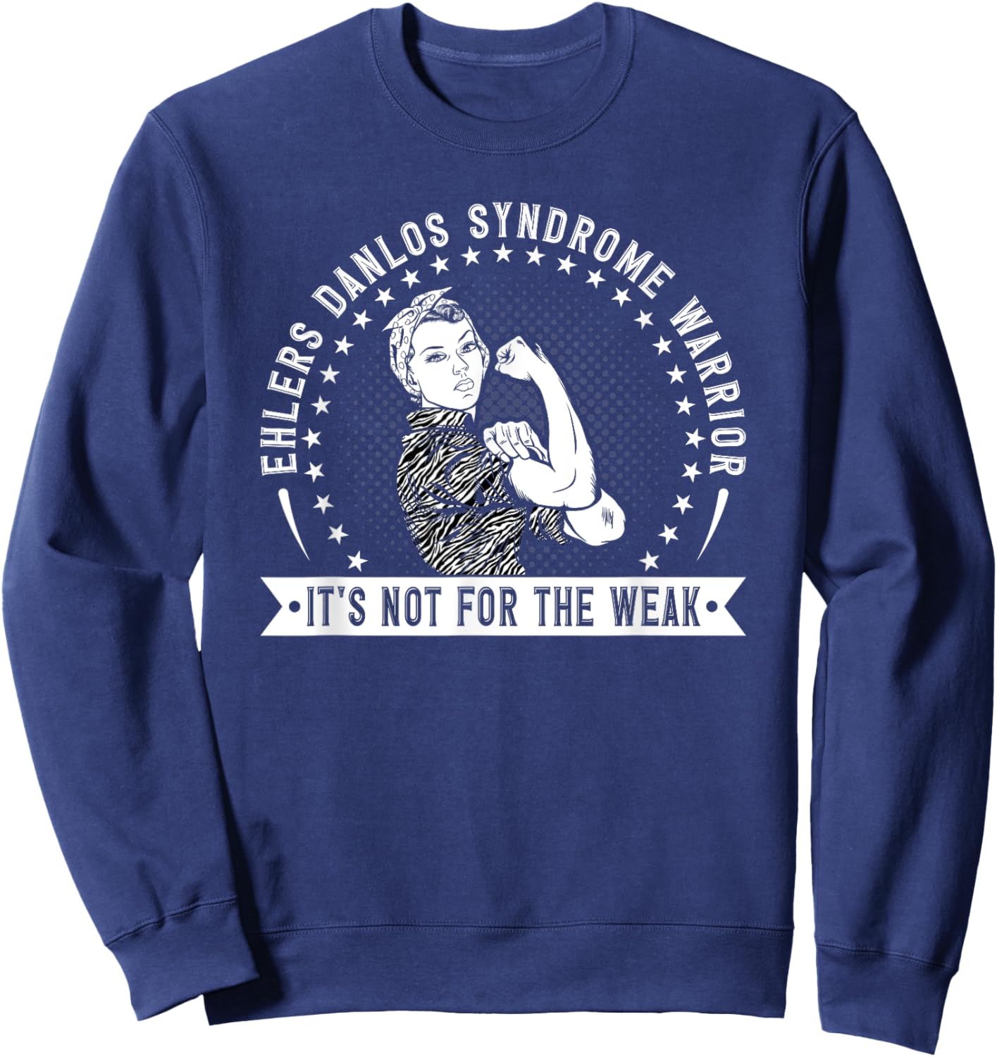 Ehlers Danlos Syndrome Warrior Zebra Stripes EDS Sweatshirt - Sweatshirt | Navy