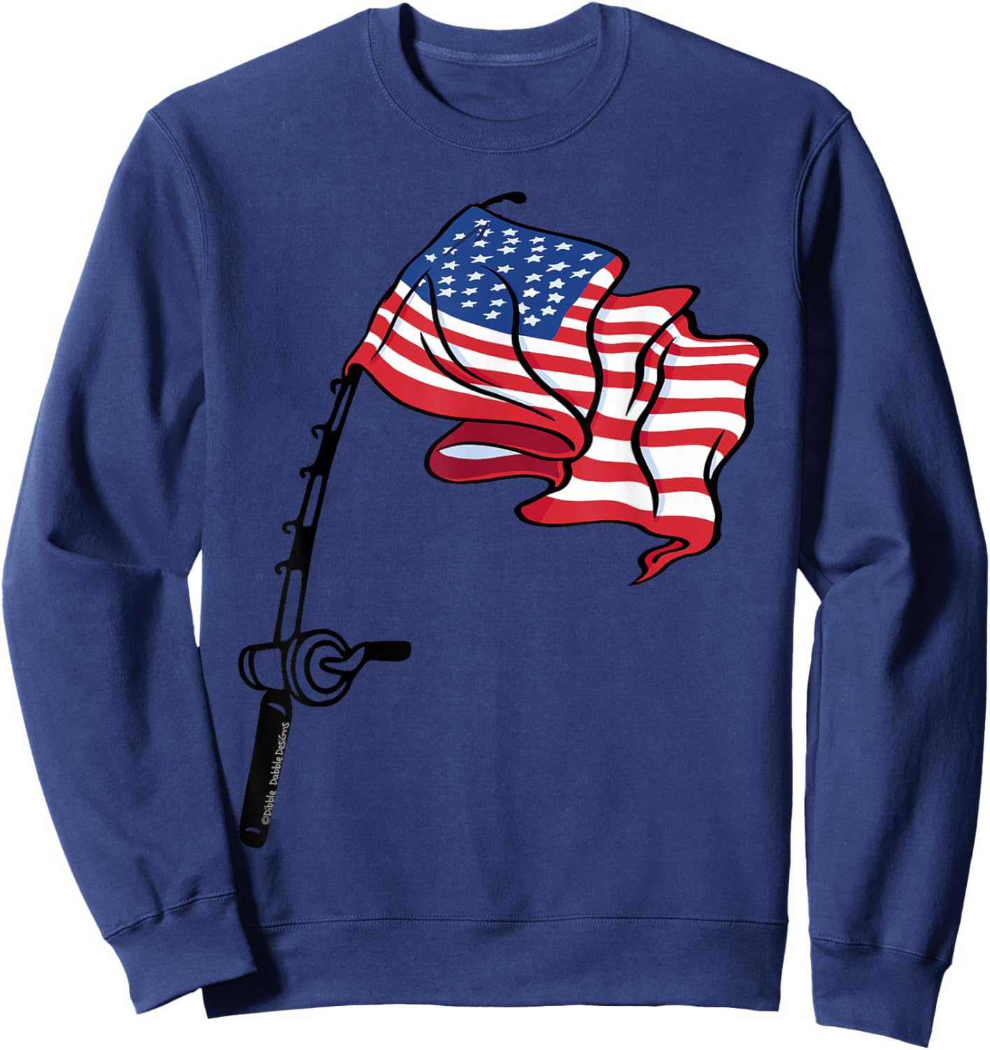 Patriotic Fishing USA Flag Fisherman 4th of July Sweatshirt - Sweatshirt | Navy