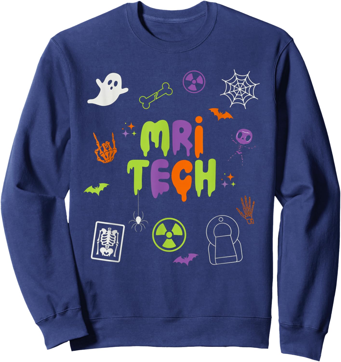 Rad Tech Halloween MRI Tech Spooky Radiology Technologist Sweatshirt - Sweatshirt | Navy