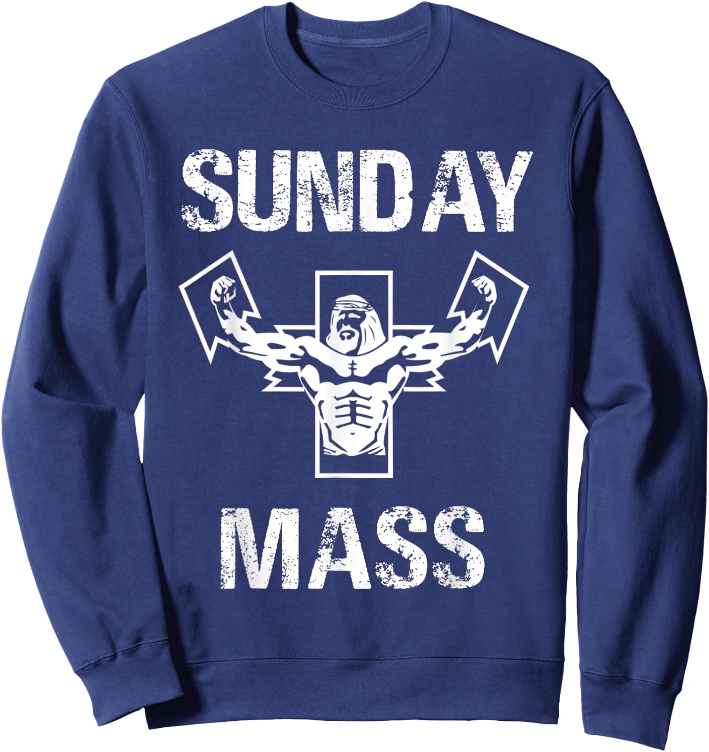 Sunday Mass - Jesus Gym Shirt Sweatshirt - Sweatshirt | Navy