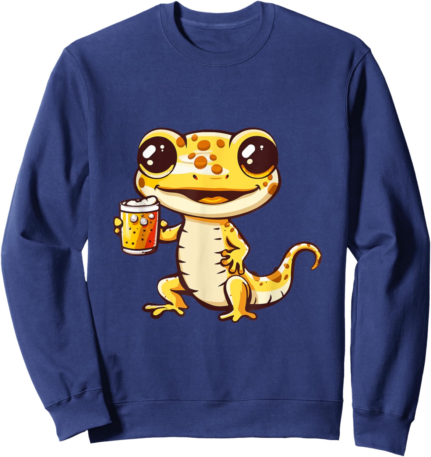 Gecko With Beer | Funny Drinking Party Sweatshirt - Sweatshirt | Navy