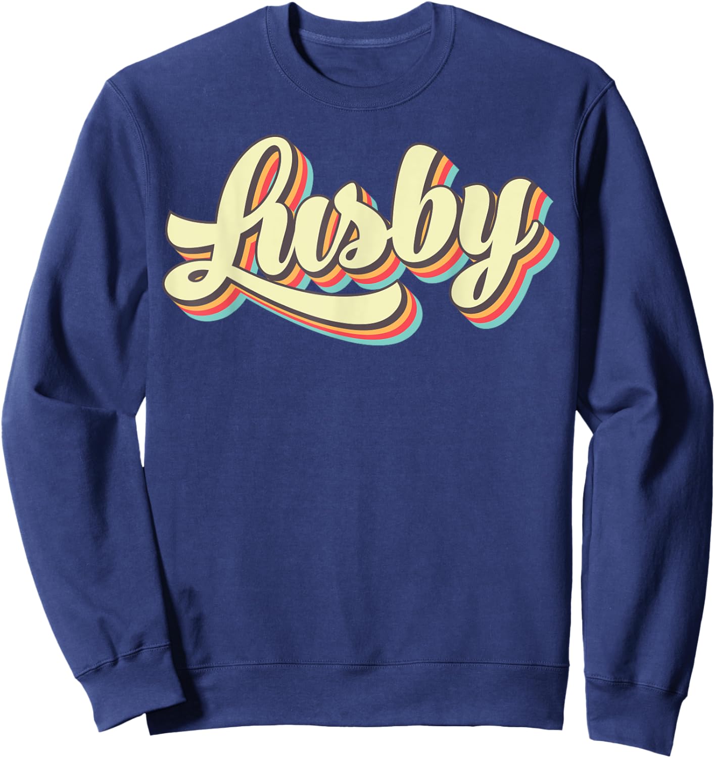 Lusby Retro Art Baseball Font Vintage Sweatshirt - Sweatshirt | Navy
