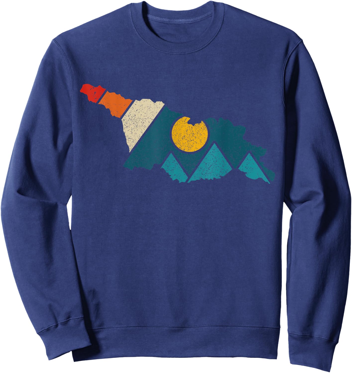 Georgia Vintage State Map Mountains Hiker Camping Pride Gift Sweatshirt - Sweatshirt | Navy