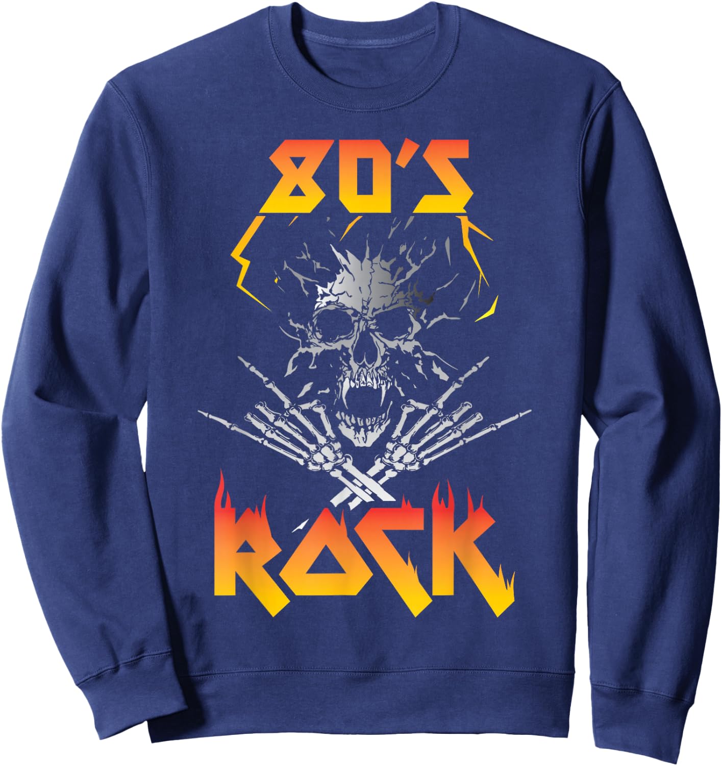 Faded 1980s Rock Roll for Eighties Rockers Band Sweatshirt - Sweatshirt | Navy