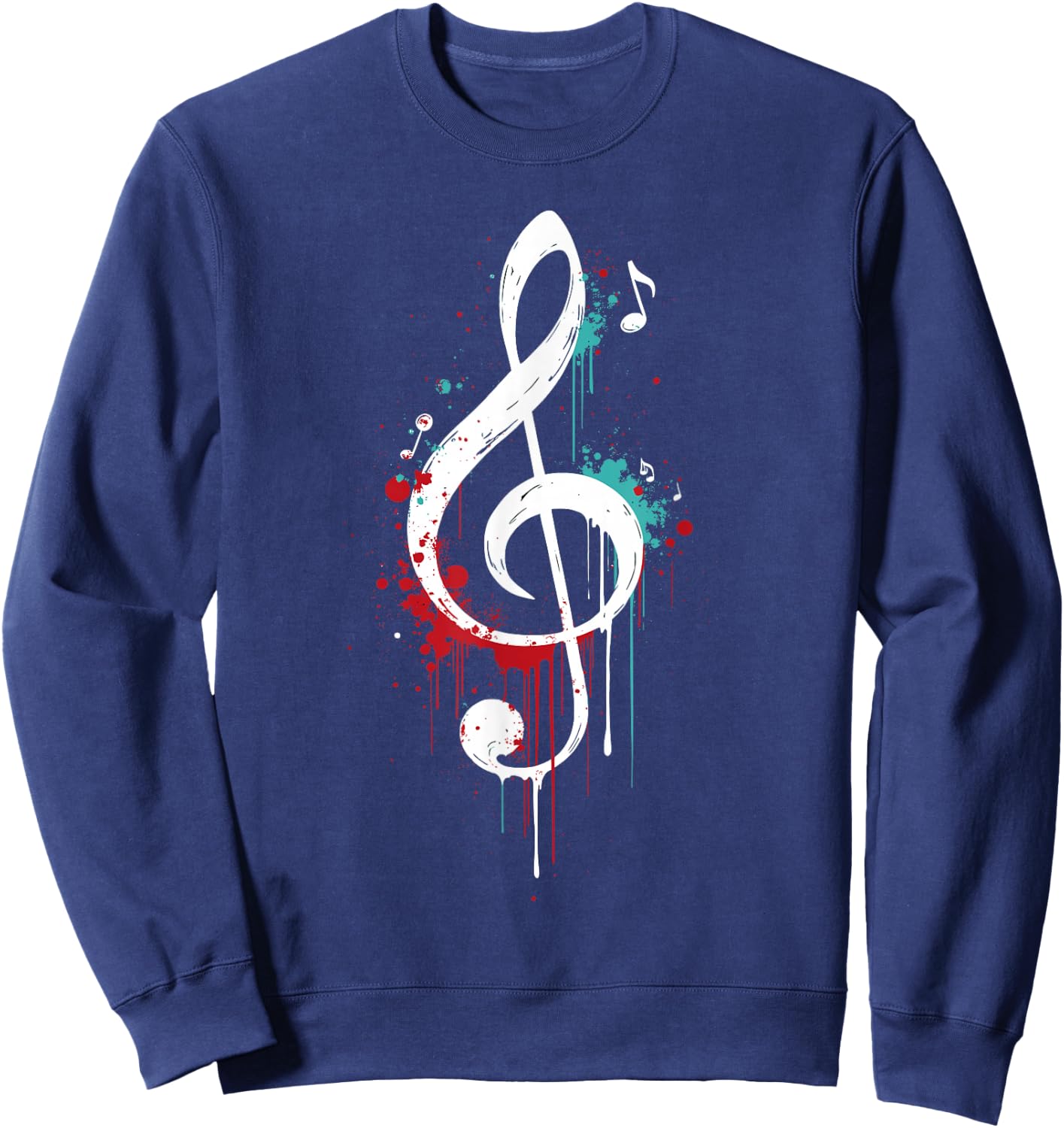 Dripping Treble Clef and Musical Notes Design for Music Love Sweatshirt - Sweatshirt | Navy
