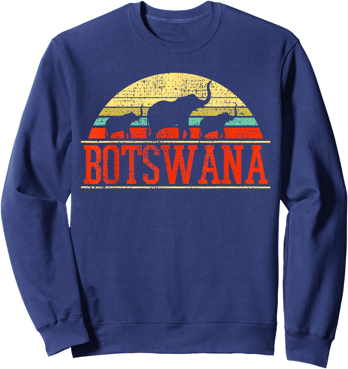 Botswana Safari Elephant Vintage Sweatshirt - Sweatshirt | Navy