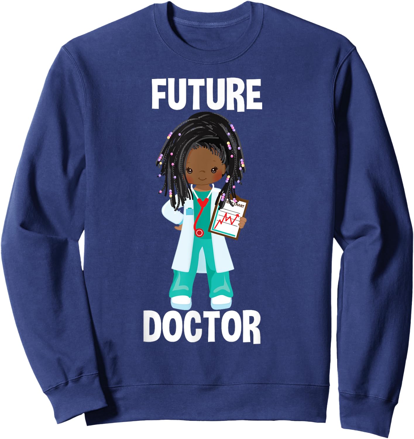 Future Doctor Costume Pretend Play African American Girls Sweatshirt - Sweatshirt | Navy