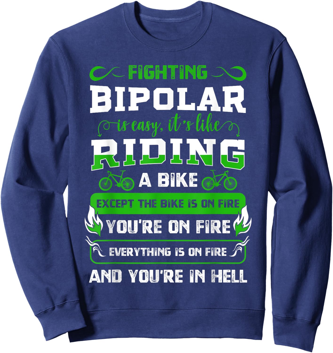 Bipolar Fighter Mania Mental Disorder Anxiety Psychosis Sweatshirt - Sweatshirt | Navy