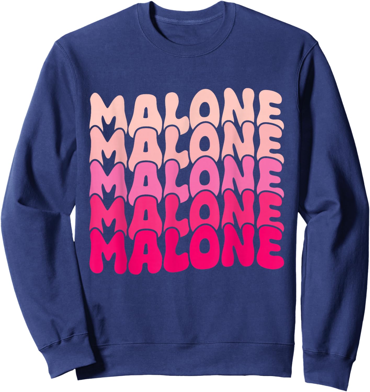 Retro Malone Girl First Name Boy Personalized Groovy 80's Sweatshirt - Sweatshirt | Navy