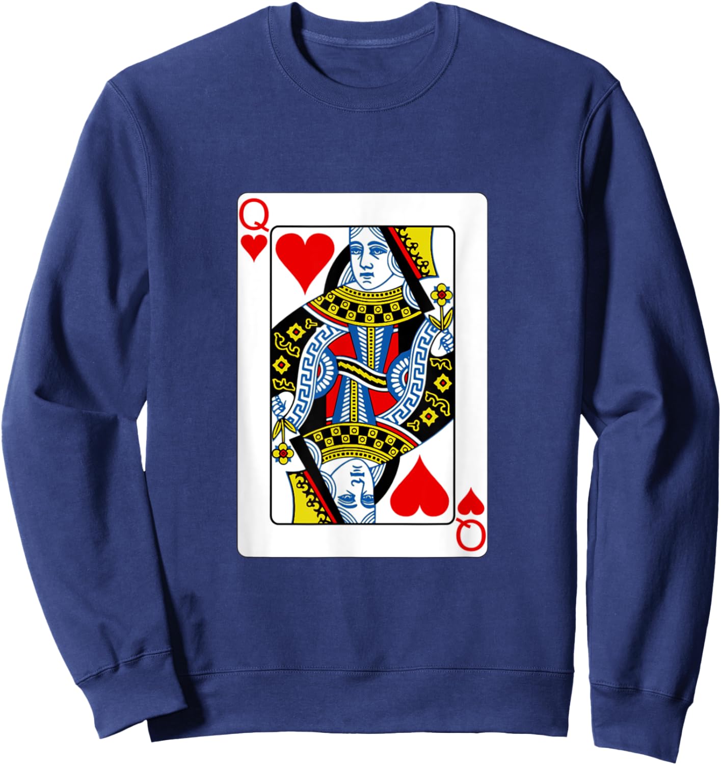 funny halloween shirt 2025 Queen Playing Card Costume fun Sweatshirt - Sweatshirt | Navy