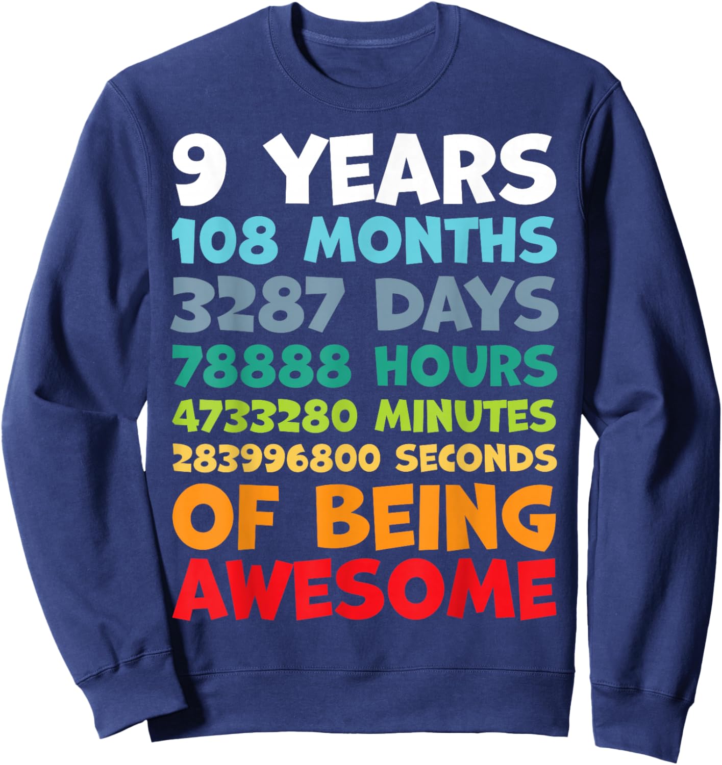 9 Year Old Bday Decorations Son Boy 9yr 9th Birthday Sweatshirt - Sweatshirt | Navy