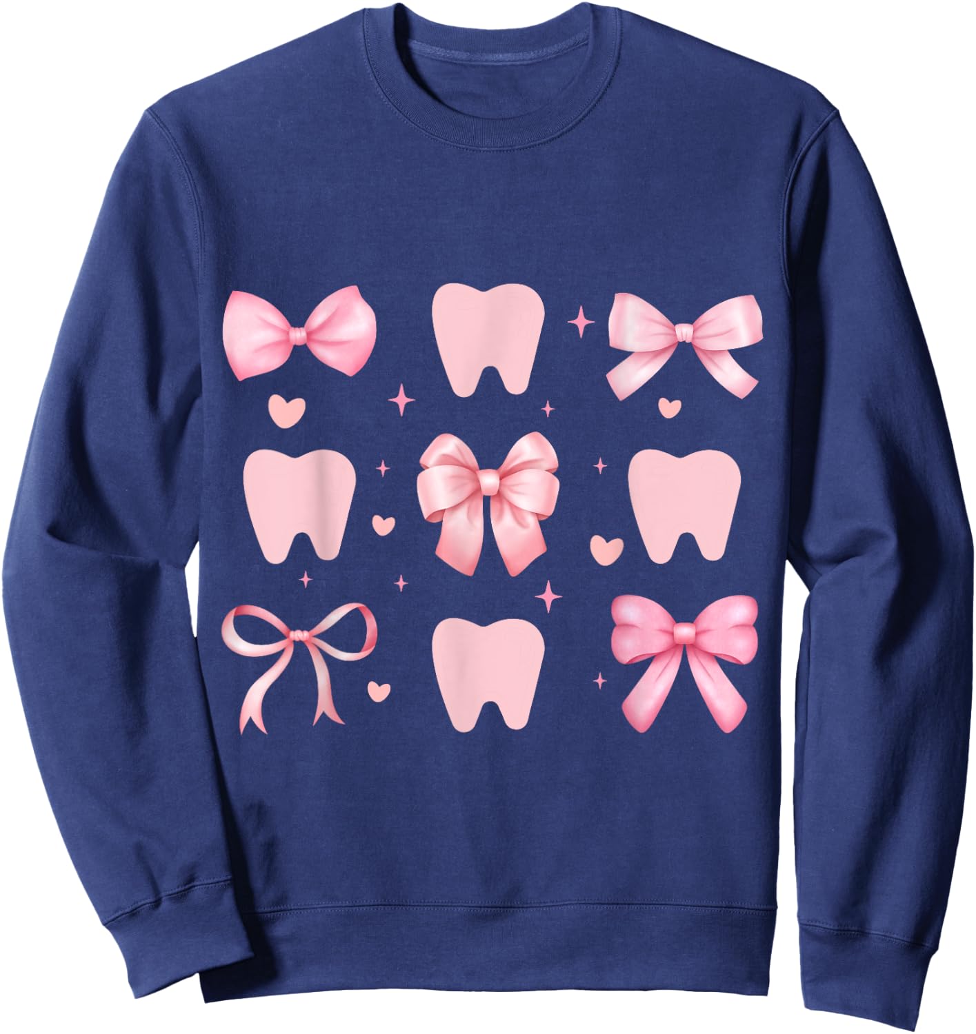 Cute Tooth Dental Assistant Coquette Bow Hygiene Oral RDH Sweatshirt - Sweatshirt | Navy