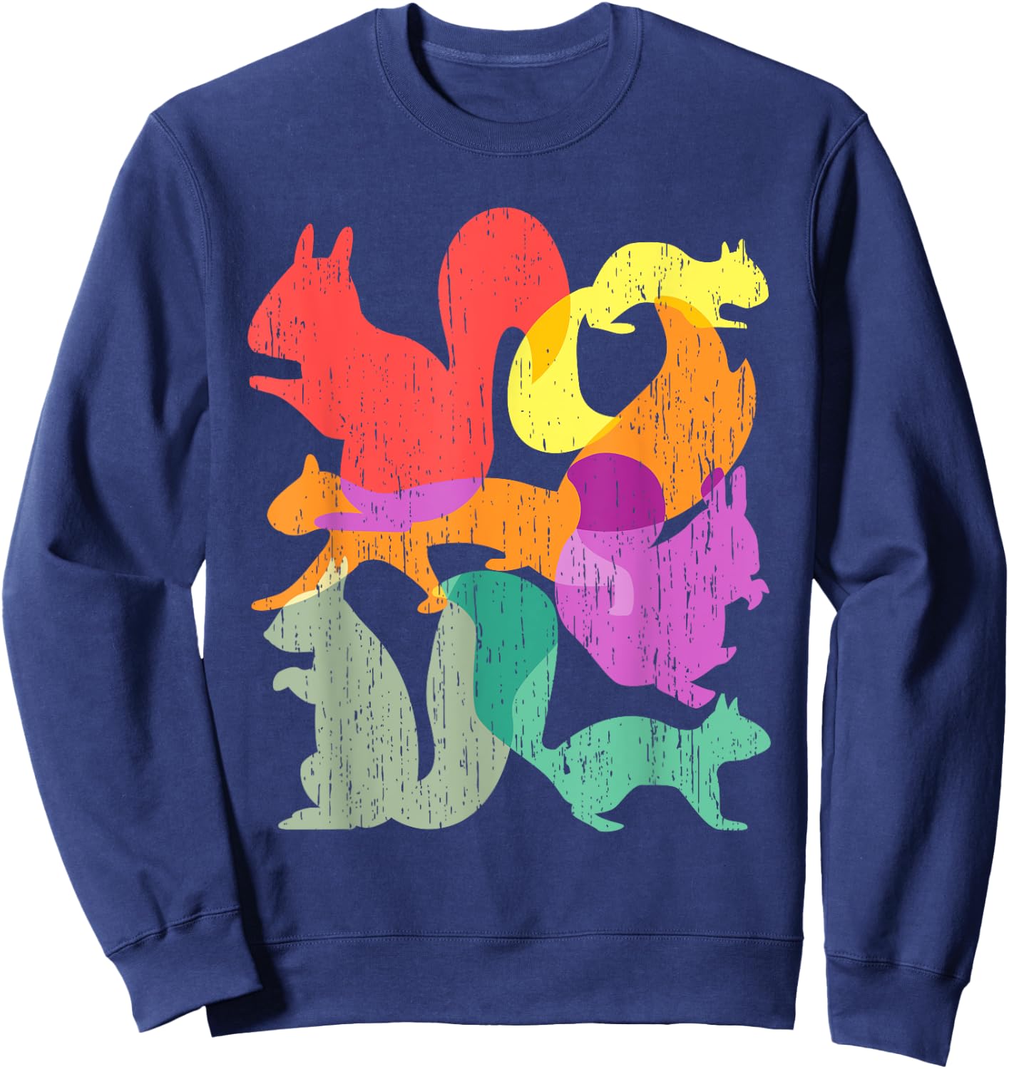 Vintage Squirrels Funny Forest Animal Rodent Lovers Outfit Sweatshirt - Sweatshirt | Navy