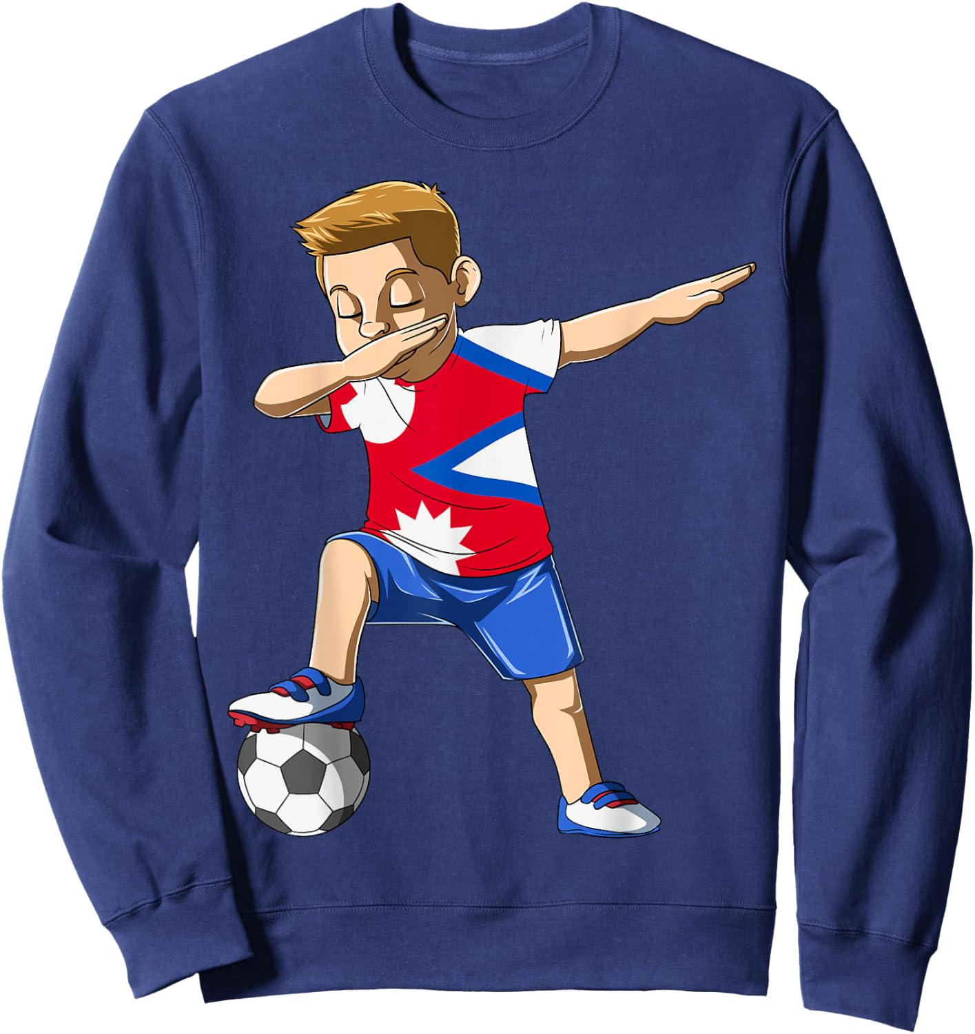 Dabbing Soccer Boy Nepal Jersey Nepalese Sweatshirt - Sweatshirt | Navy