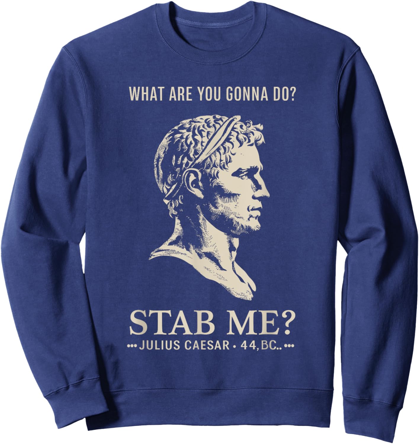 Julius Caesar Stab Me Historical Humor, Roman Empire Meme Sweatshirt - Sweatshirt | Navy