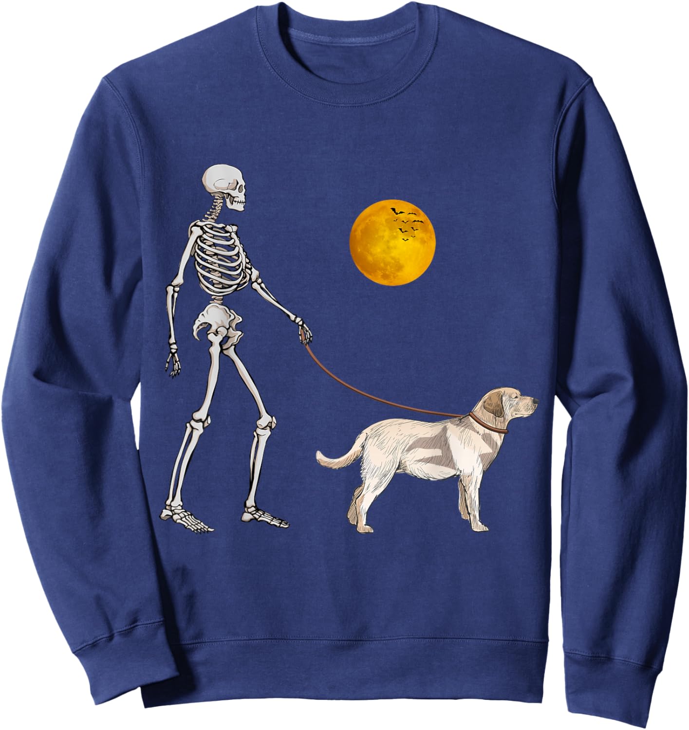 Labrador Retriever Skeleton Dog Walking Halloween Costume Sweatshirt - Sweatshirt | Navy