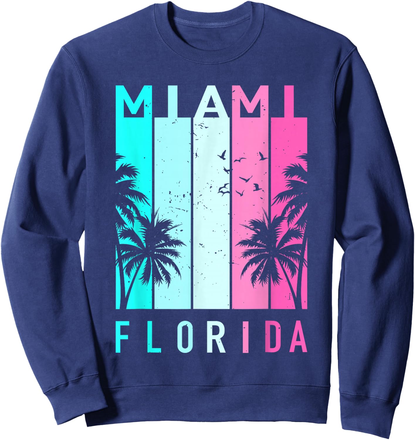 Retro Miami Florida Beach Souvenir Men Women Kids Sweatshirt - Sweatshirt | Navy