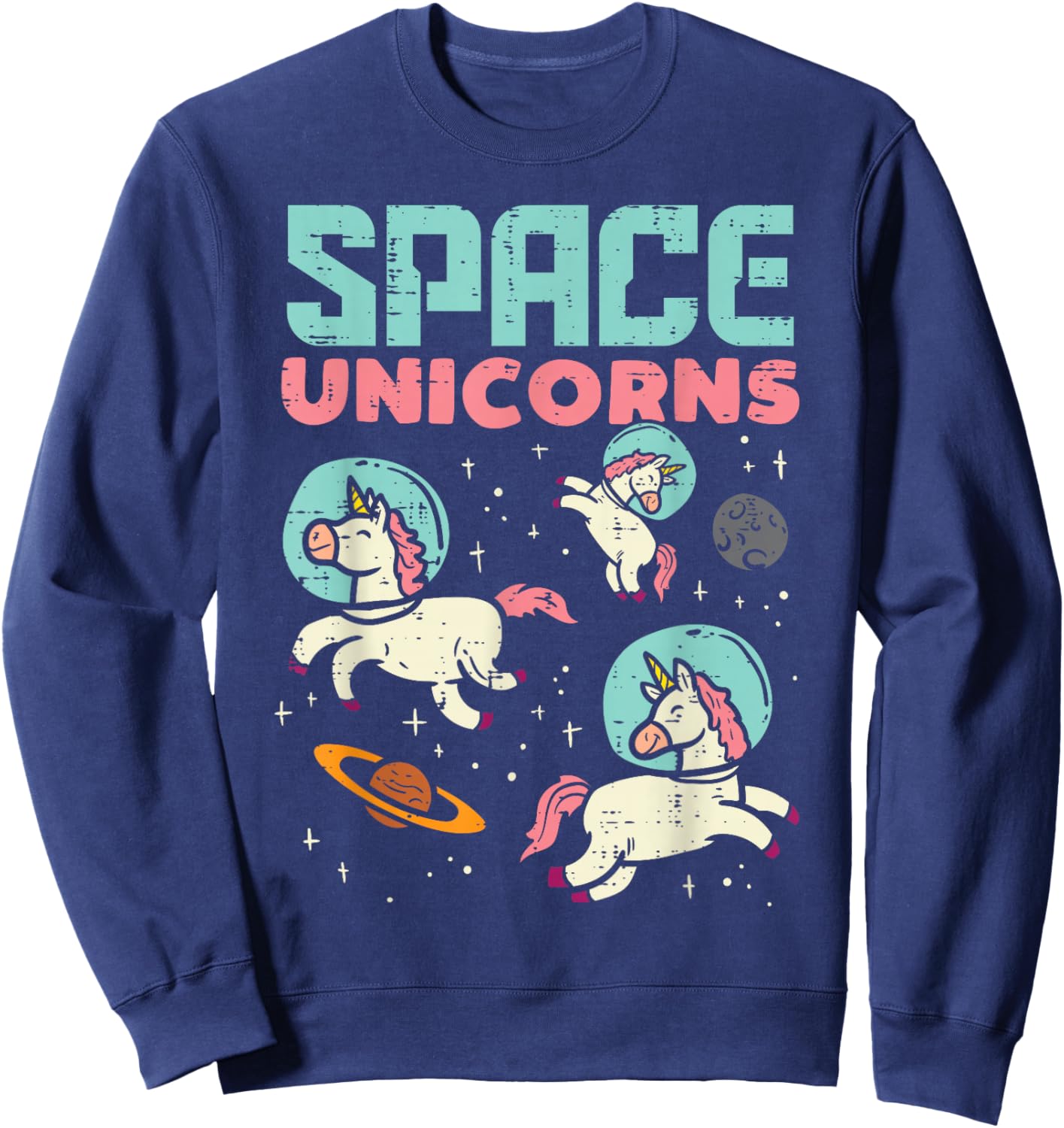Space Unicorn Astronaut Cute Galaxy Animal Women Girls Kids Sweatshirt - Sweatshirt | Navy