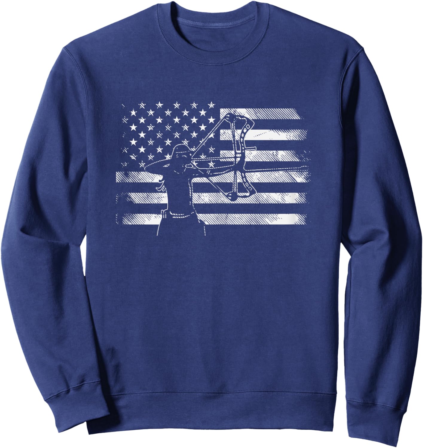 American Flag Archer Girl Archery Bow Hunting USA Women Gift Sweatshirt - Sweatshirt | Navy