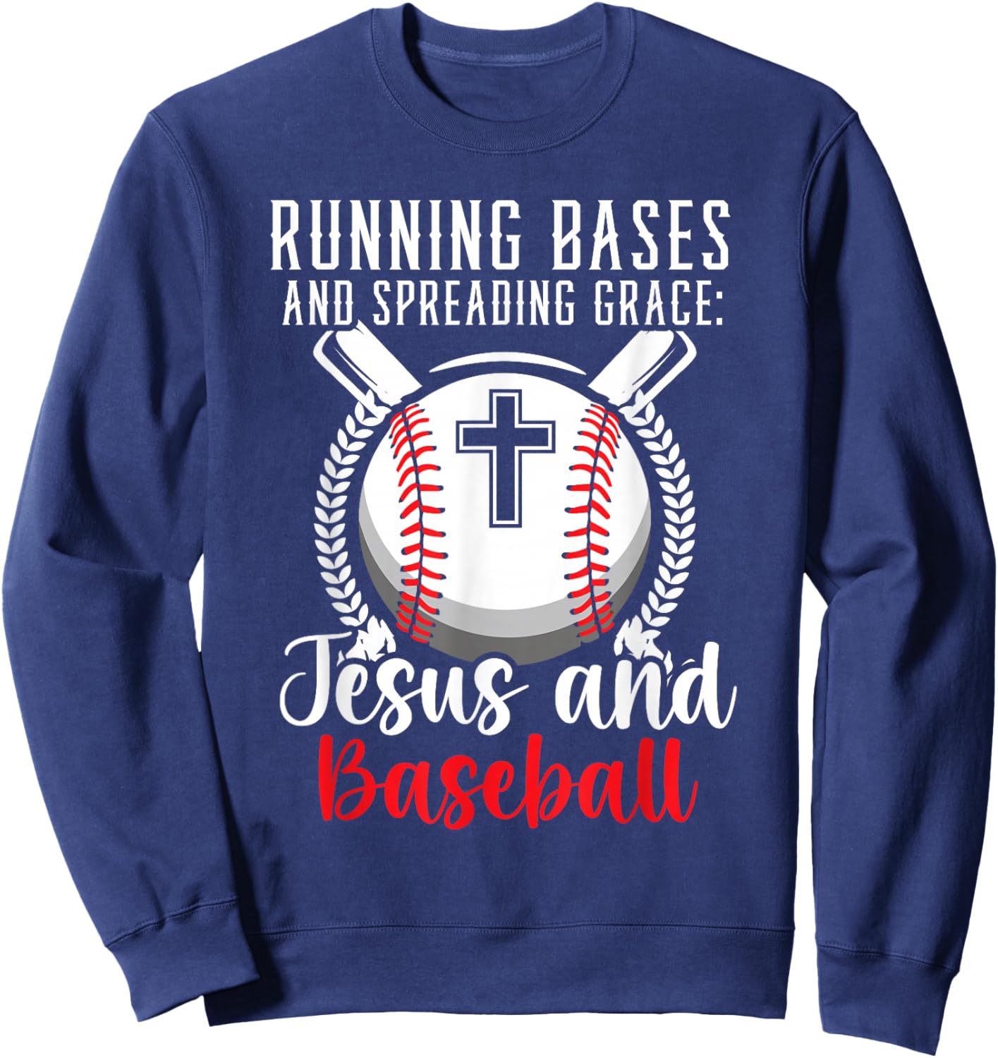 Baseball And Jesus Christian Baseball Player Religious Sweatshirt - Sweatshirt | Navy
