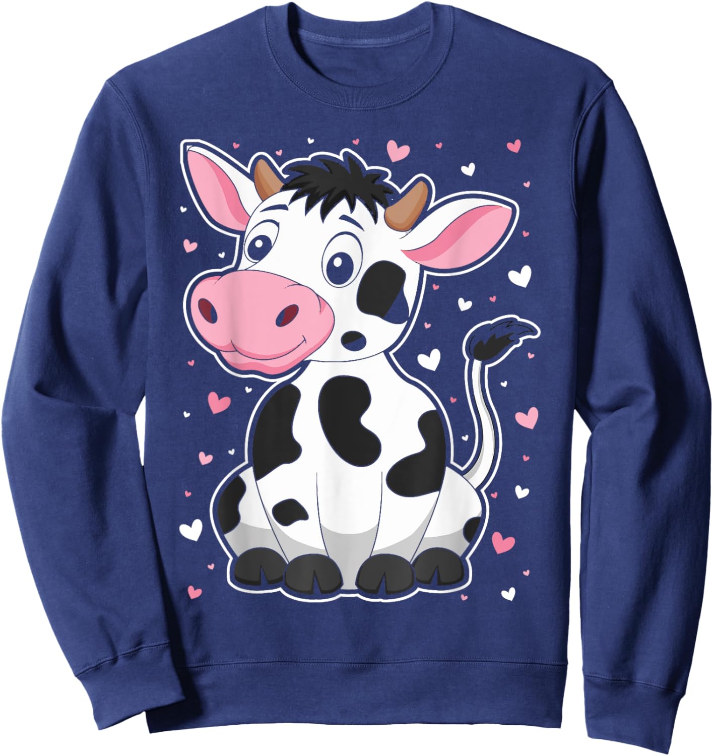 Cute Cow Print Kawaii Cow Lover Women Girls Kids Toddlers Sweatshirt - Sweatshirt | Navy