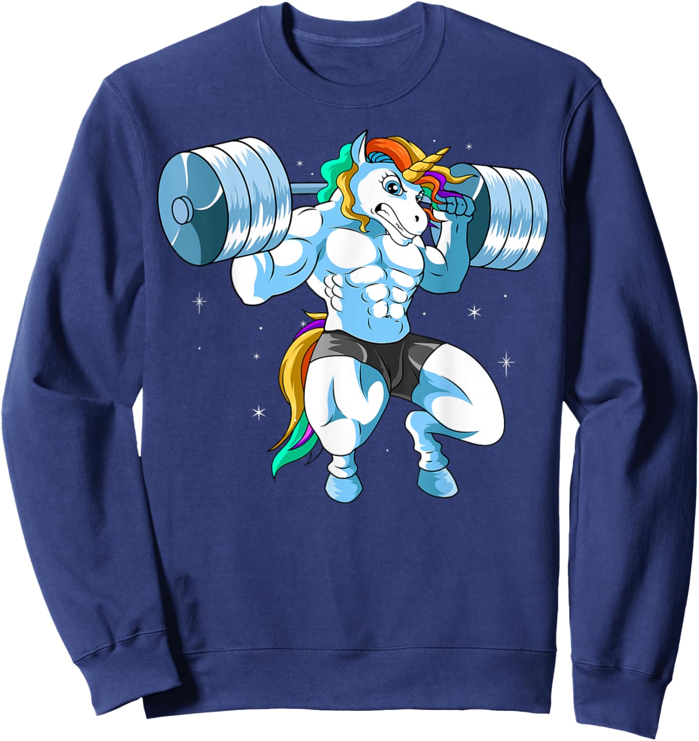 Weightlifing Barbell - Funny Unicorn Weightlifter Sweatshirt - Sweatshirt | Navy
