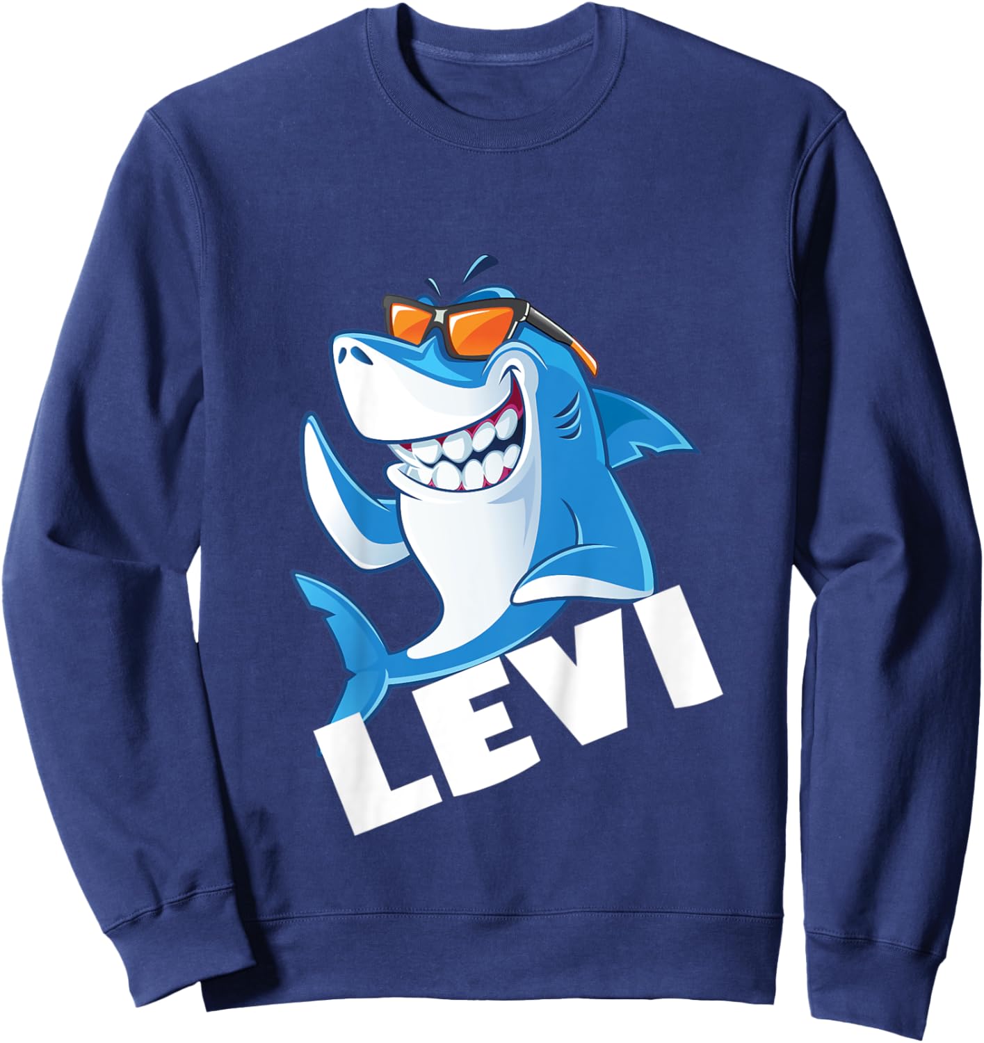 Kids Shark Name Levi Gift Boys Sweatshirt - Sweatshirt | Navy