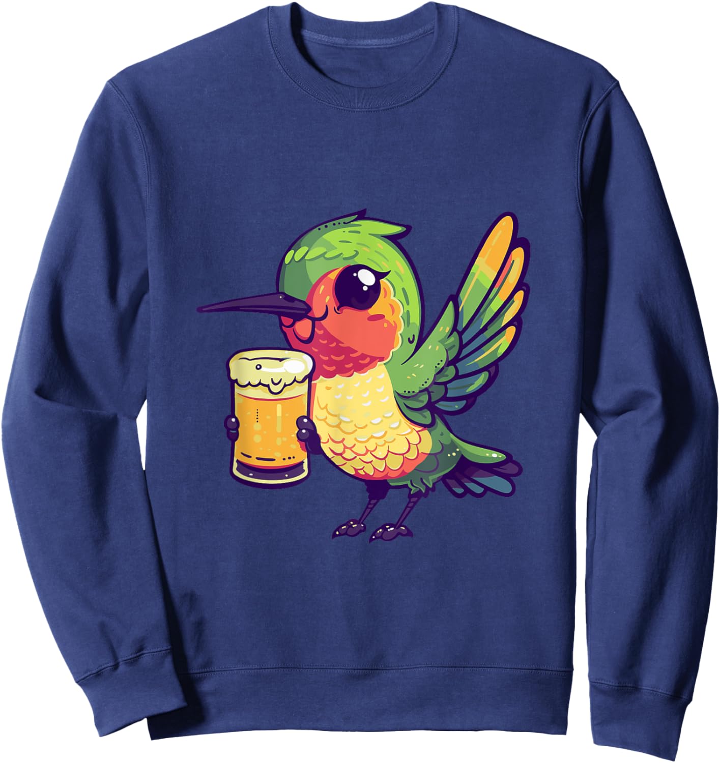 Humming Bird Drinking Beer Comic Sweatshirt - Sweatshirt | Navy