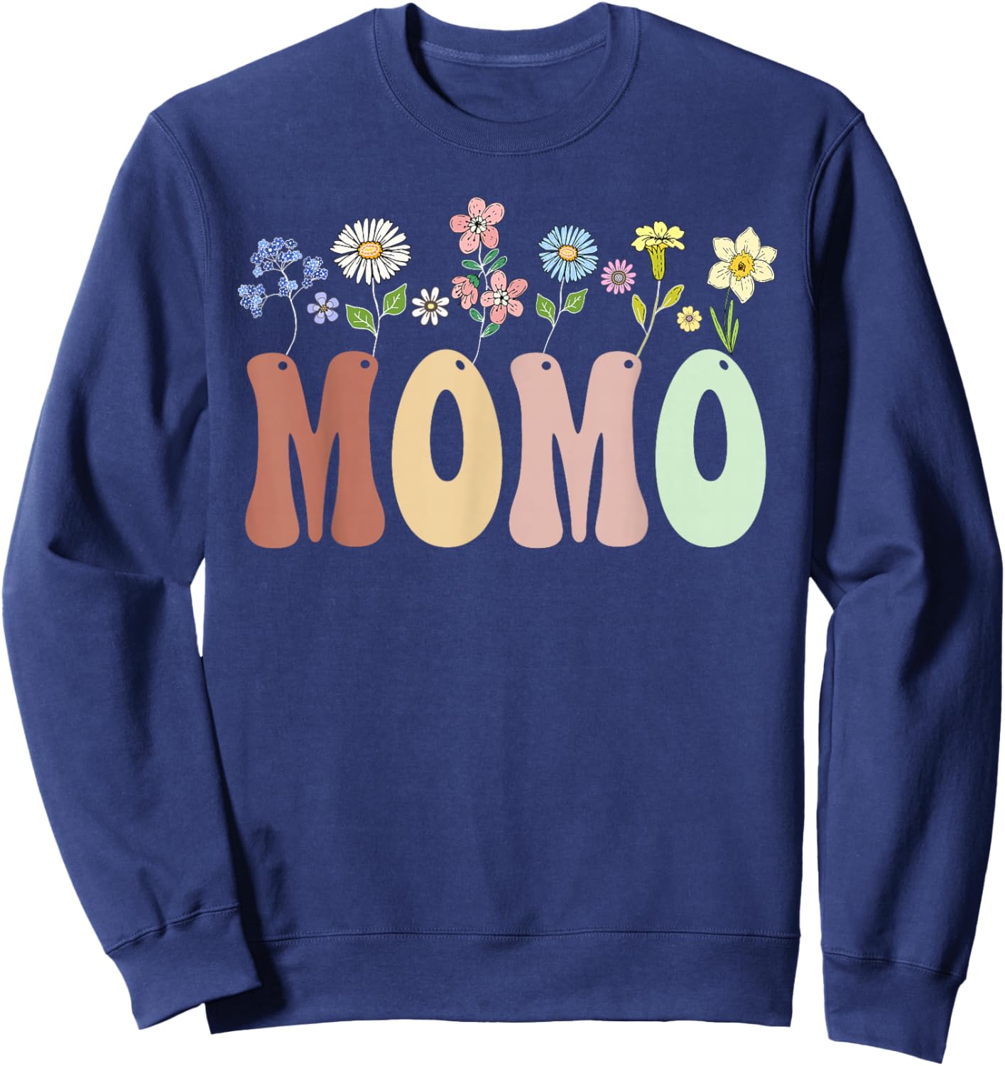 Momo Gifts Women Wildflower Floral Design Momo Sweatshirt - Sweatshirt | Navy