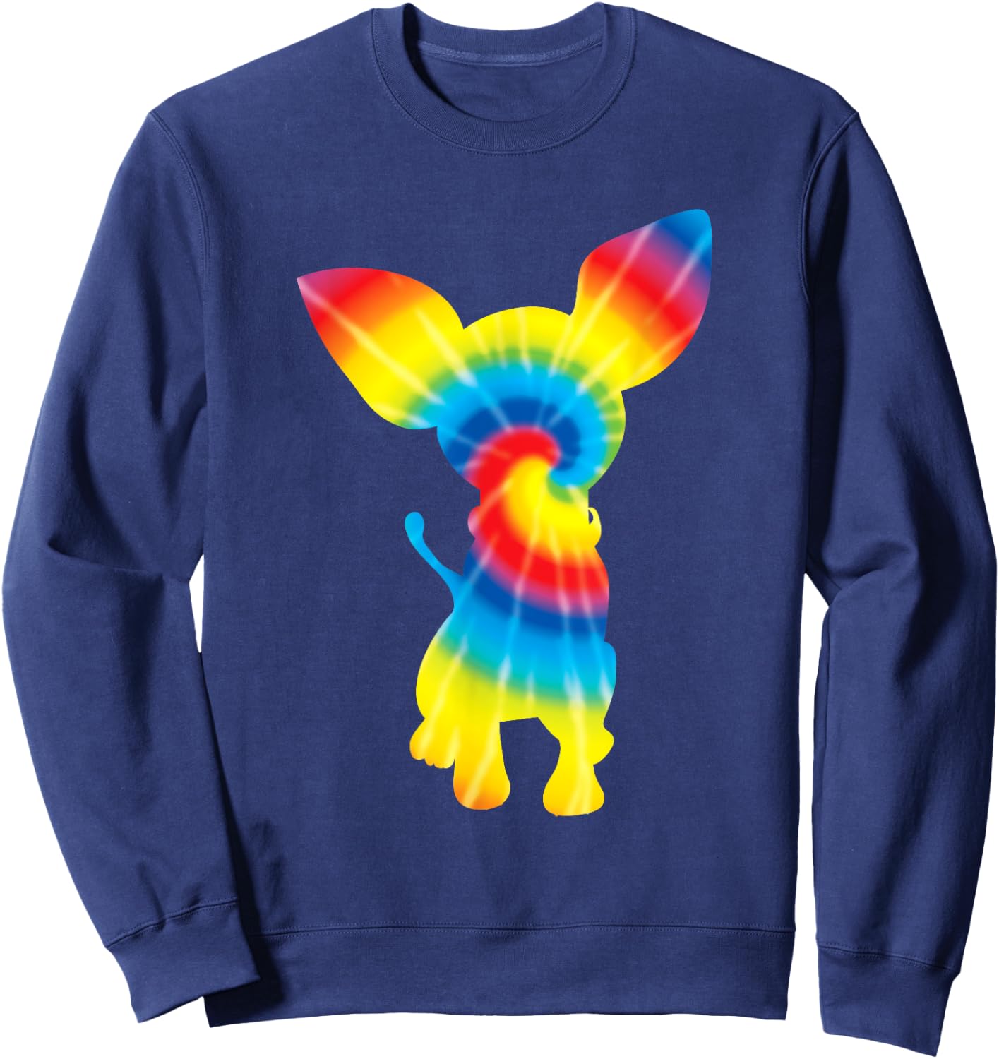 Tie Dye Chihuahua Rainbow Print Dog Pup Hippie Peace Gift Women Girls Kids Sweatshirt - Sweatshirt | Navy