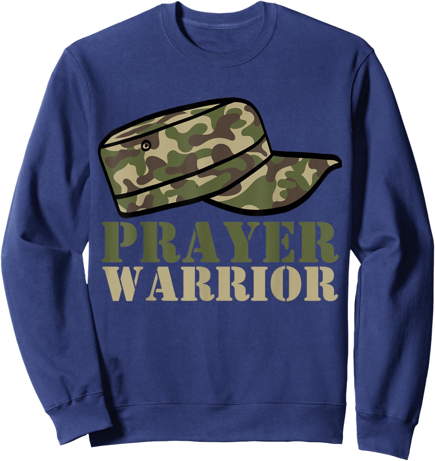 Prayer Warrior Camo God Jesus Christian Camouflage Hunting Sweatshirt - Sweatshirt | Navy