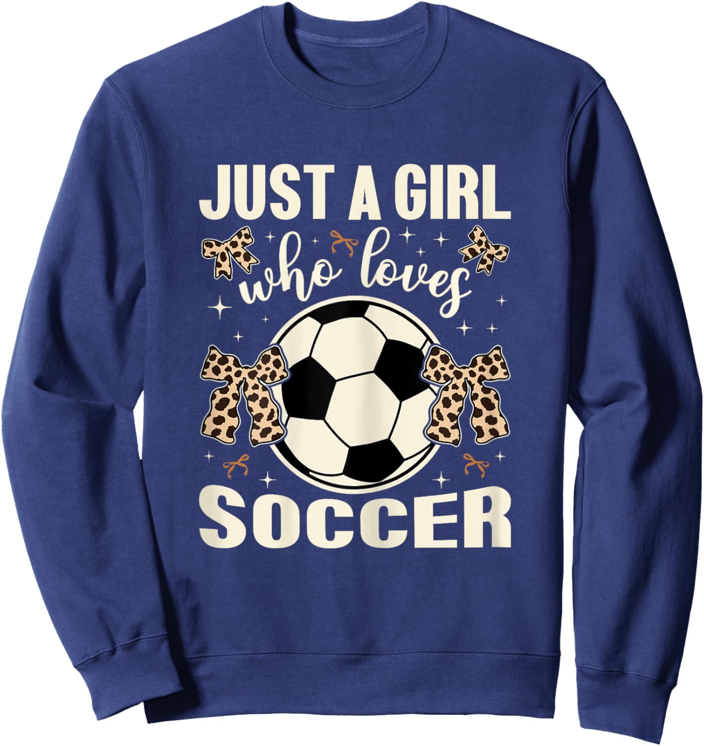 Just A Girl Who Loves Soccer Cheetah Print Kids Girls Soccer Sweatshirt - Sweatshirt | Navy