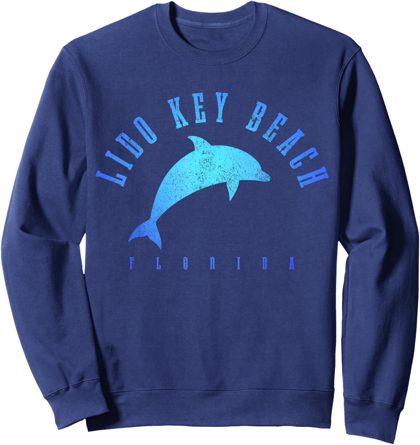 Lido Key Beach Florida FL Vintage Dolphin Holiday Sweatshirt - Sweatshirt | Navy