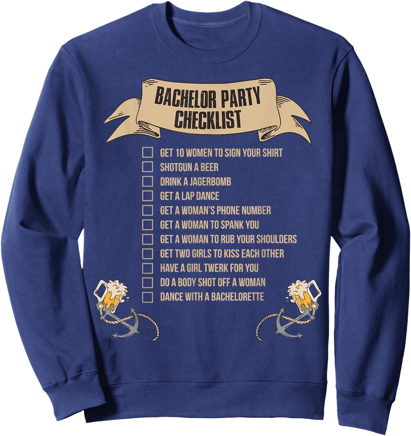 Bachelor Party Checklist Sweatshirt - Sweatshirt | Navy