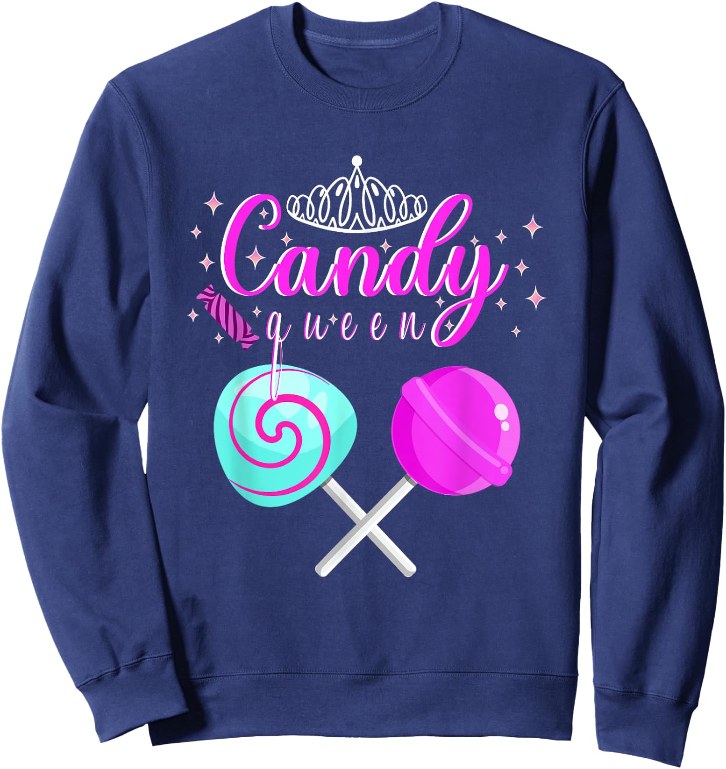 Funny Halloween Candy Queen For Lollipop Lover Girls Kids Sweatshirt - Sweatshirt | Navy