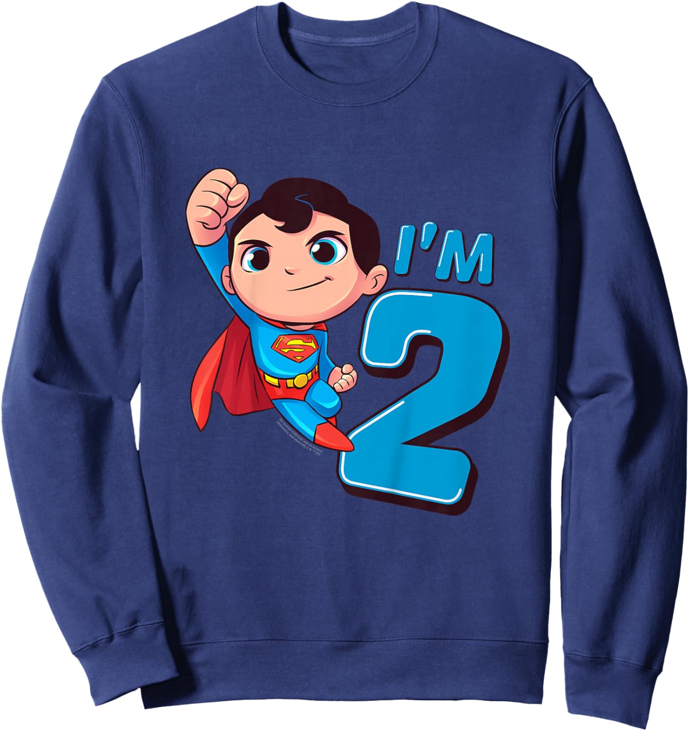 Kids Superman 2nd Birthday Cute I'm 2 Sweatshirt - Sweatshirt | Navy
