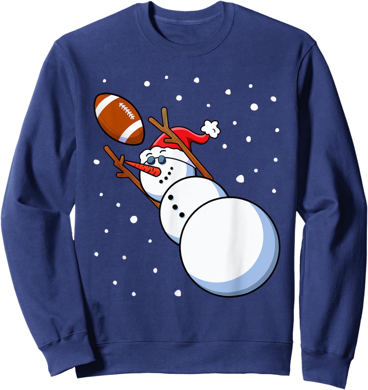 Snowman Football Player Santa Hat Men Boys Christmas Sports Sweatshirt - Sweatshirt | Navy