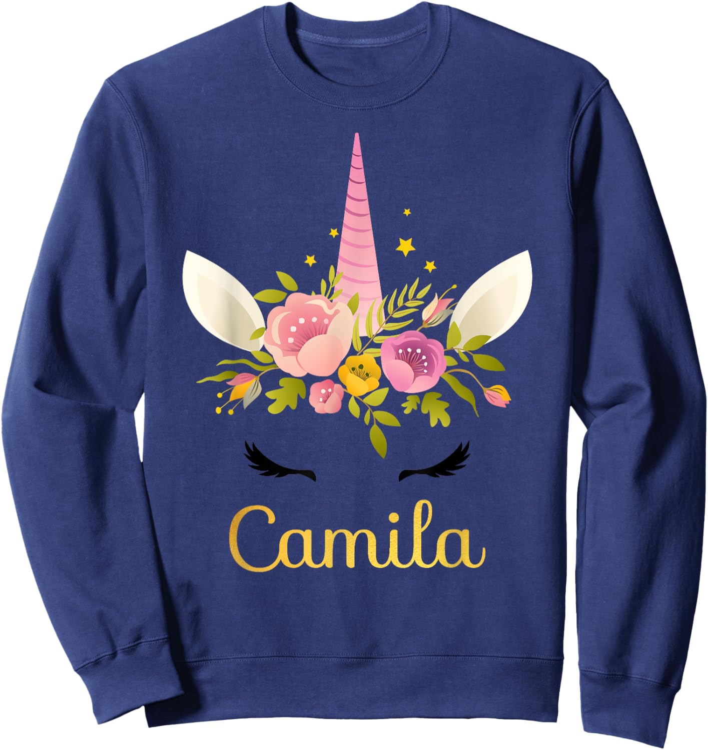 Camila Unicorn Name Happy Birthday Girl Bday Party Sweatshirt - Sweatshirt | Navy