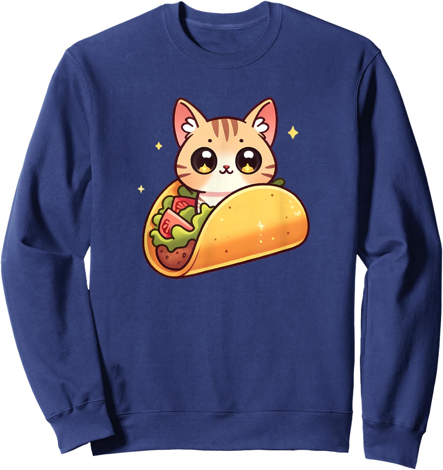 Cute Taco Cat Funny Kawaii Food Sweatshirt - Sweatshirt | Navy