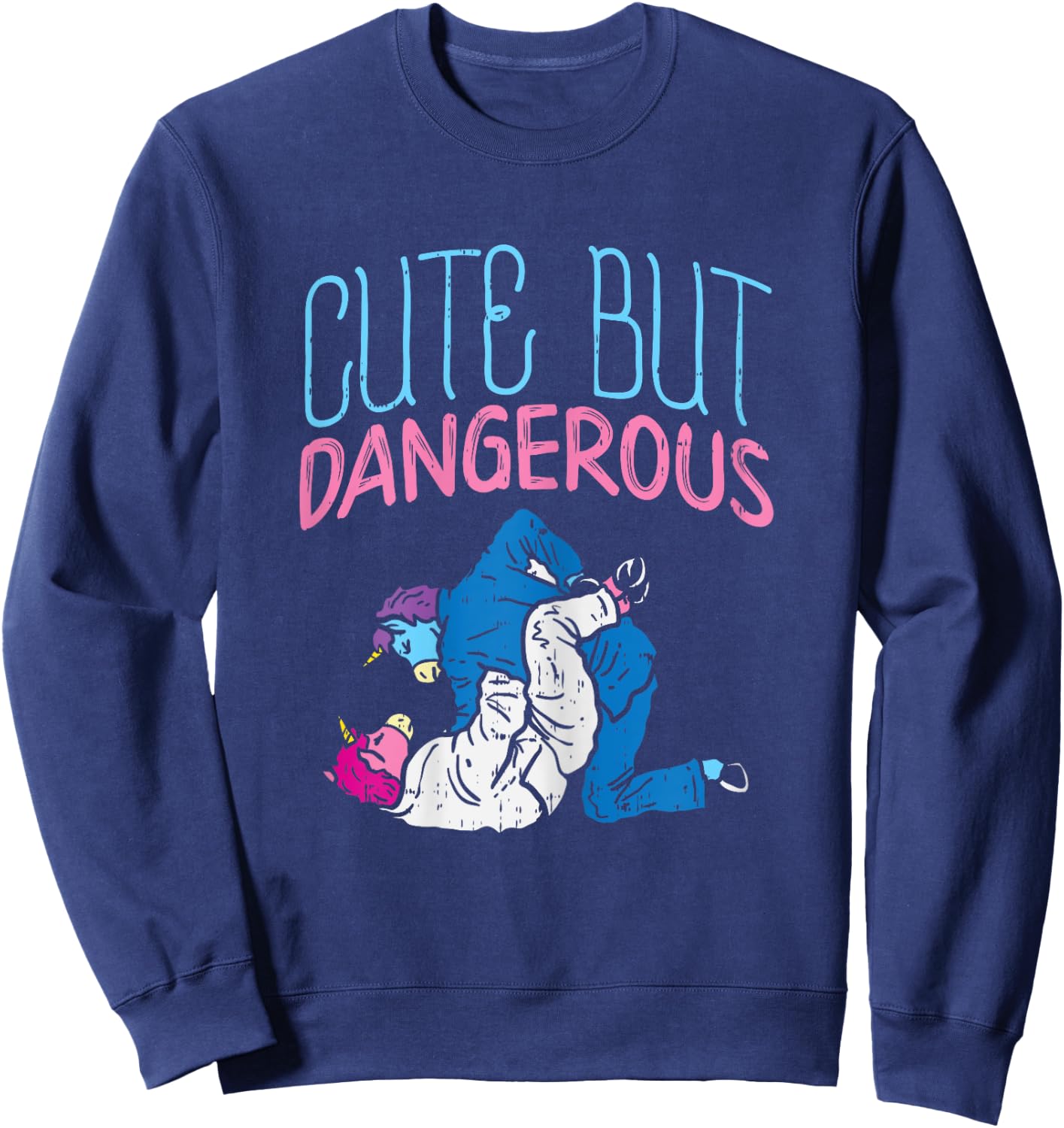 BoredKoalas Cute But Dangerous Jiu Jitsu Unicorn Funny Martial Arts Gift - Women's Black X-Small Modern Cartoon Sweatshirt - Sweatshirt | Navy