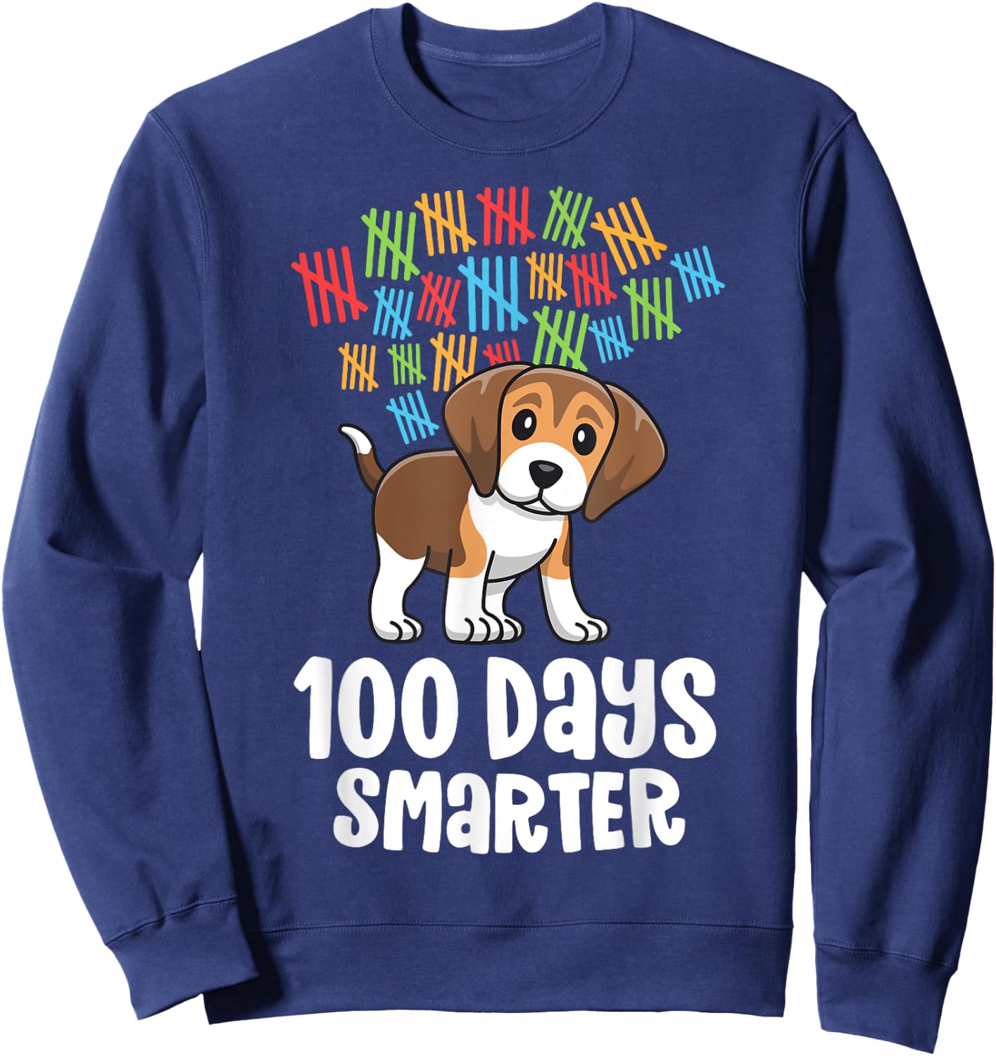 100 Days of School Shirt For Girls Kids Smarter Beagle Sweatshirt - Sweatshirt | Navy