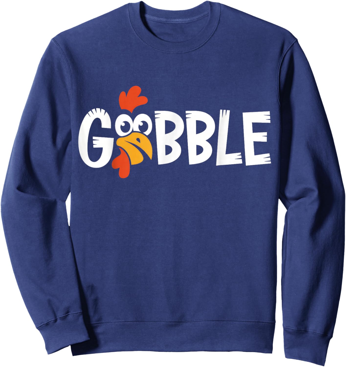 Cute Gobble Gobble Turkey Pilgrim Little Boys Thanksgiving Sweatshirt - Sweatshirt | Navy
