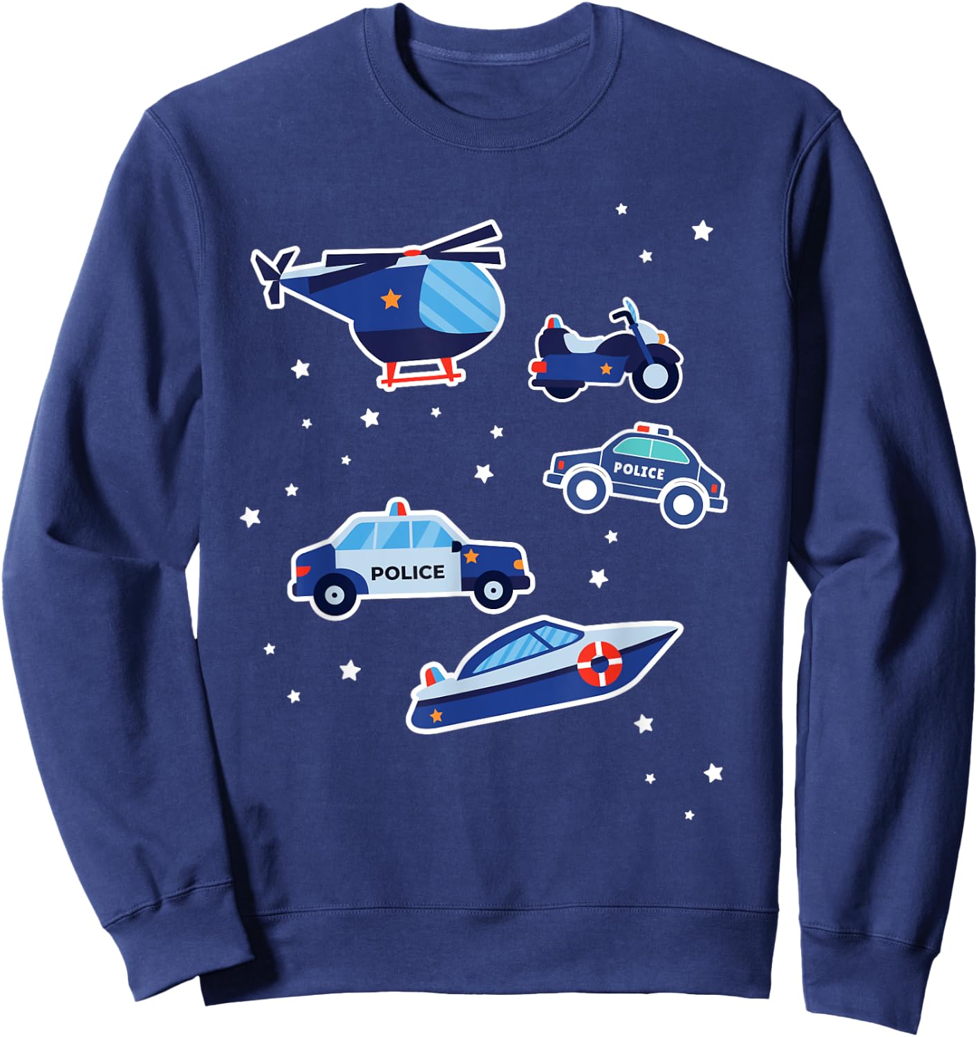 Police Cars Police Vehicles Kids Boys Toddler Cop Car Girls Sweatshirt - Sweatshirt | Navy