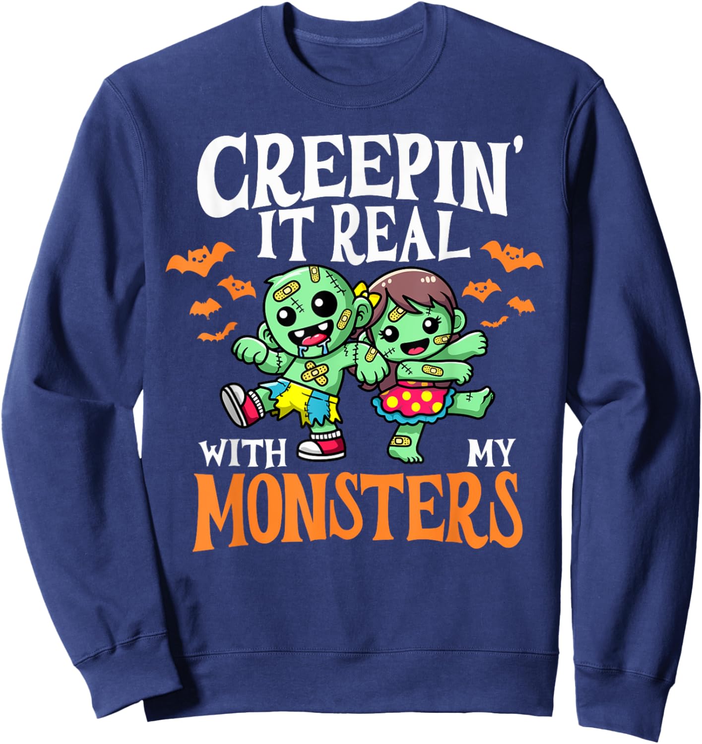 Creepin It Real Monster School Teacher Principal Halloween Sweatshirt - Sweatshirt | Navy