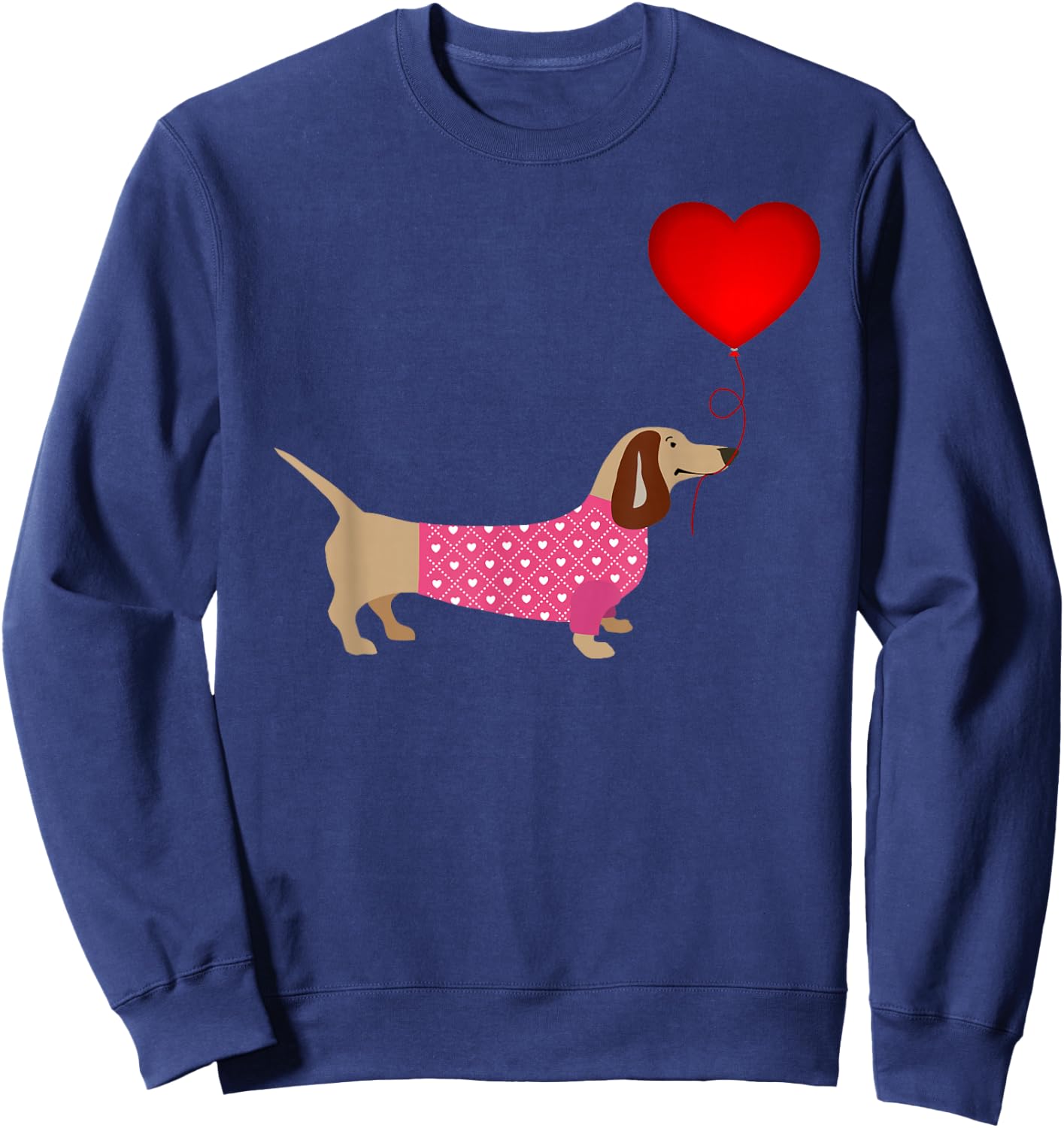 Valentines Weiner Daschund Doxie in Dog Dress Sweatshirt - Sweatshirt | Navy
